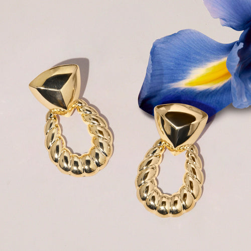 Accessorize London Women Gold Croissant Door Knocker Earrings