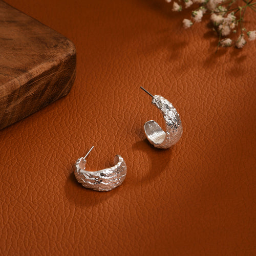 Accessorize London Women Silver Molten Hoop Earrings