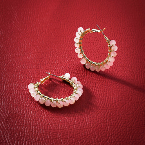 Accessorize London Women Gold Facet Bead Hoop Earrings