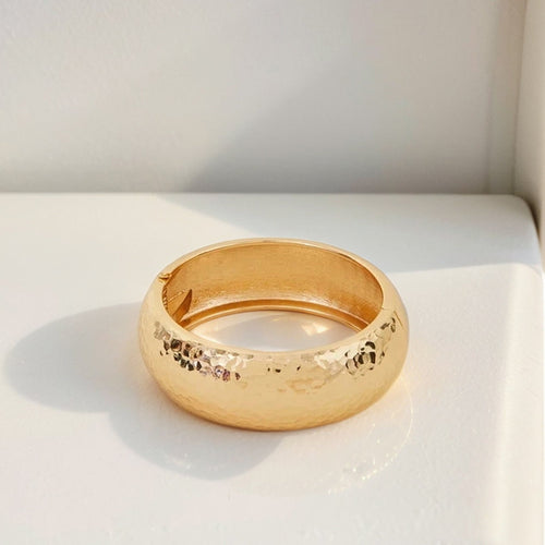 Gold Chunky Hammered Bangle Bracelet