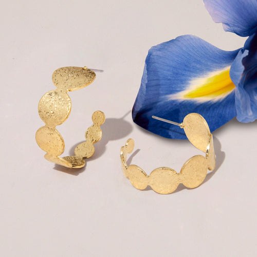 Accessorize London Women Gold Textured Circle Hoop Earrings