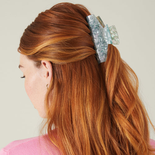 Accessorize London Women Green Large Marble Resin Hair Claw Clip