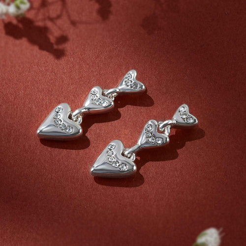 Silver Triple Heart Drop Earrings