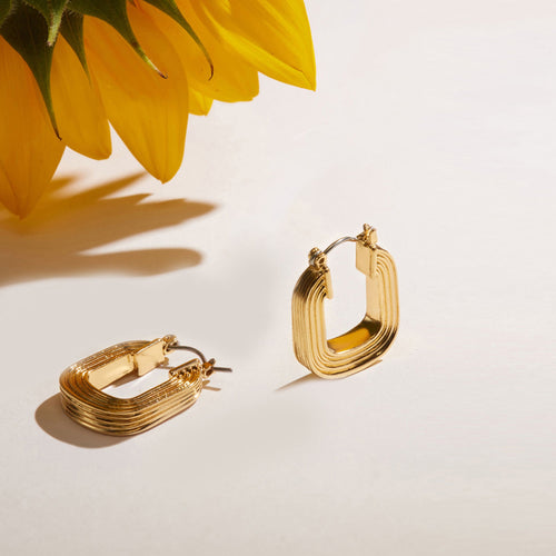 Gold Square Hoop Earrings