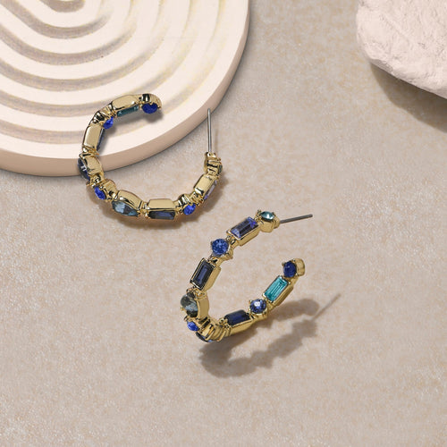 Accessorize London Women Blue Eclectic Gemstone Hoop Earrings