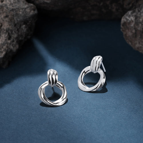 Accessorize London Women Sterling Silver-Plated Door Knocker Stud Earrings