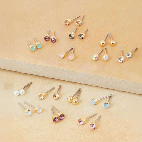 Accessorize London Women's 15-Pack Stone Stud Earrings Multi