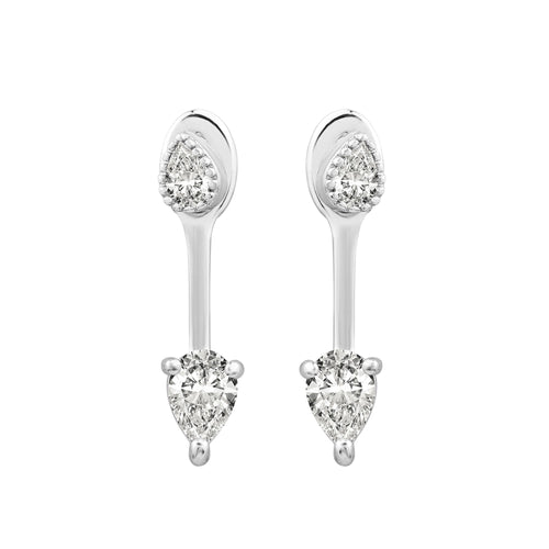 Accessorize London Women Sterling Silver-Plated Cubic Zirconia Double Earrings