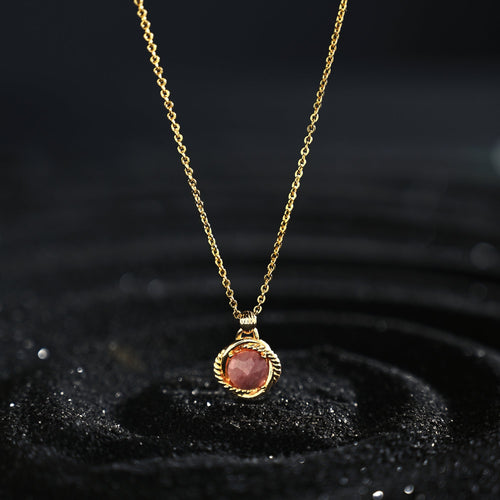 Accessorize London Women 14K Real Gold Plated Rhodonite Healing Pendant Necklace
