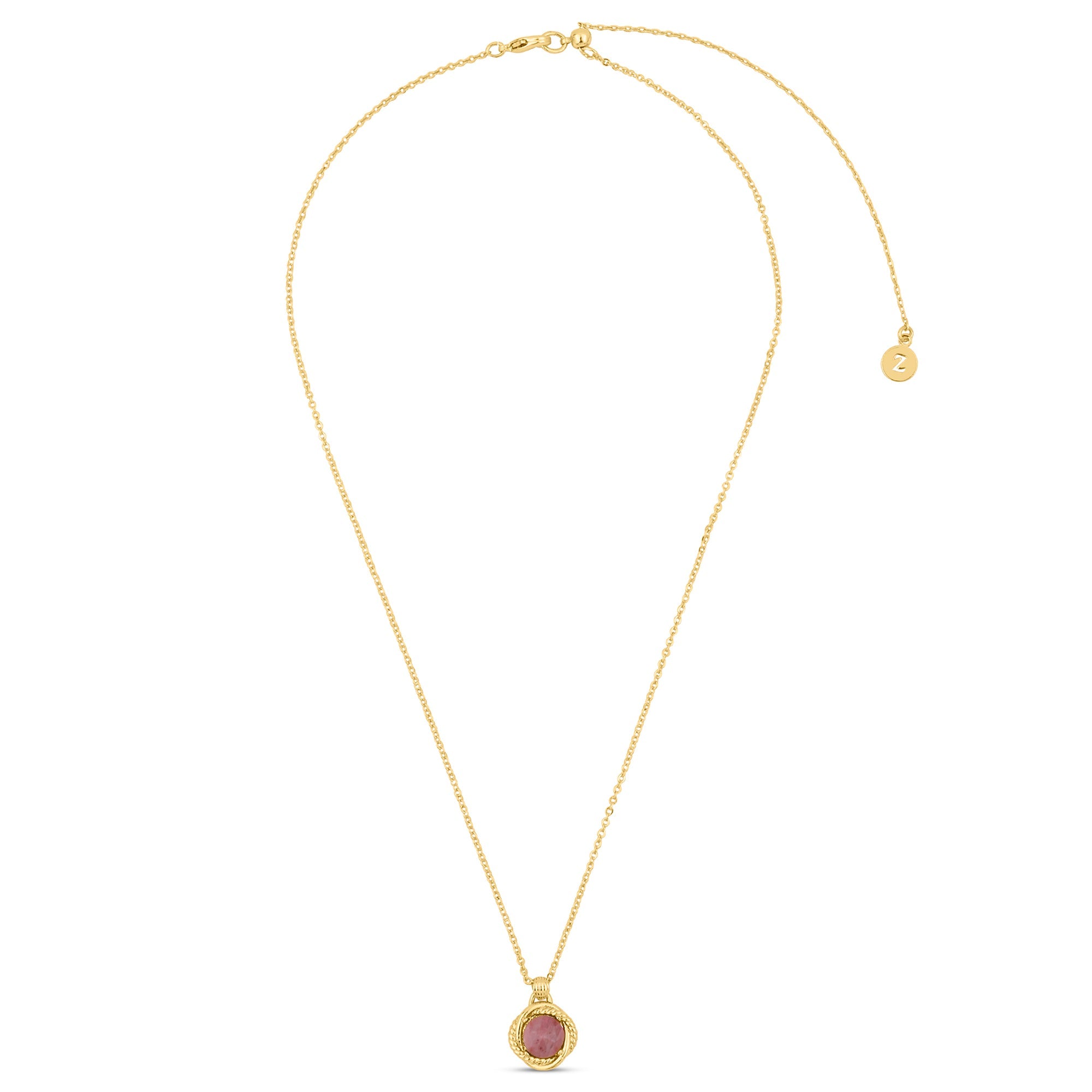 14K Real Gold Plated Rhodonite Healing Pendant