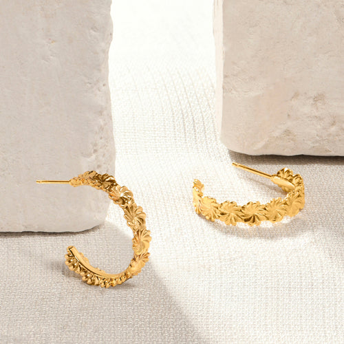 Accessorize London Women 14k Real Gold Plated Flower Hoop Earrings