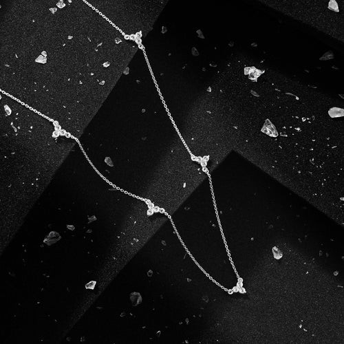 Accessorize London Women 925 Sterling Silver Cubic Zirconia Trio Station Necklace