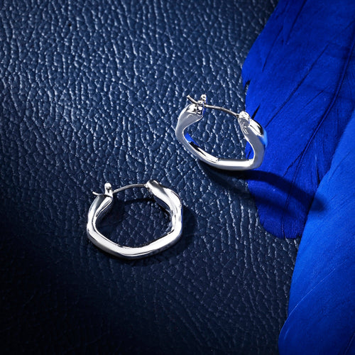 Accessorize London Women Sterling Silver-Plated Small Molten Hoop Earrings