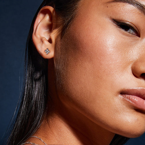 Accessorize London Women Sterling Silver-plated Cubic Zirconia Sparkle Flower Stud Earrings