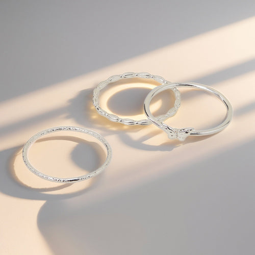 Sterling Silver-Plated Butterfly Rings Pack Of 3- Medium