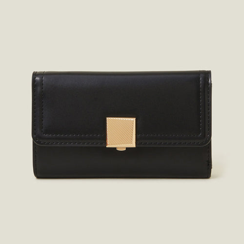 Accessorize London Women's Black Square Push-Lock Wallet