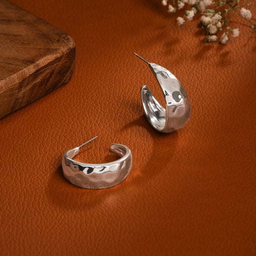 Accessorize London Women Chunky Hammered Hoop Earrings