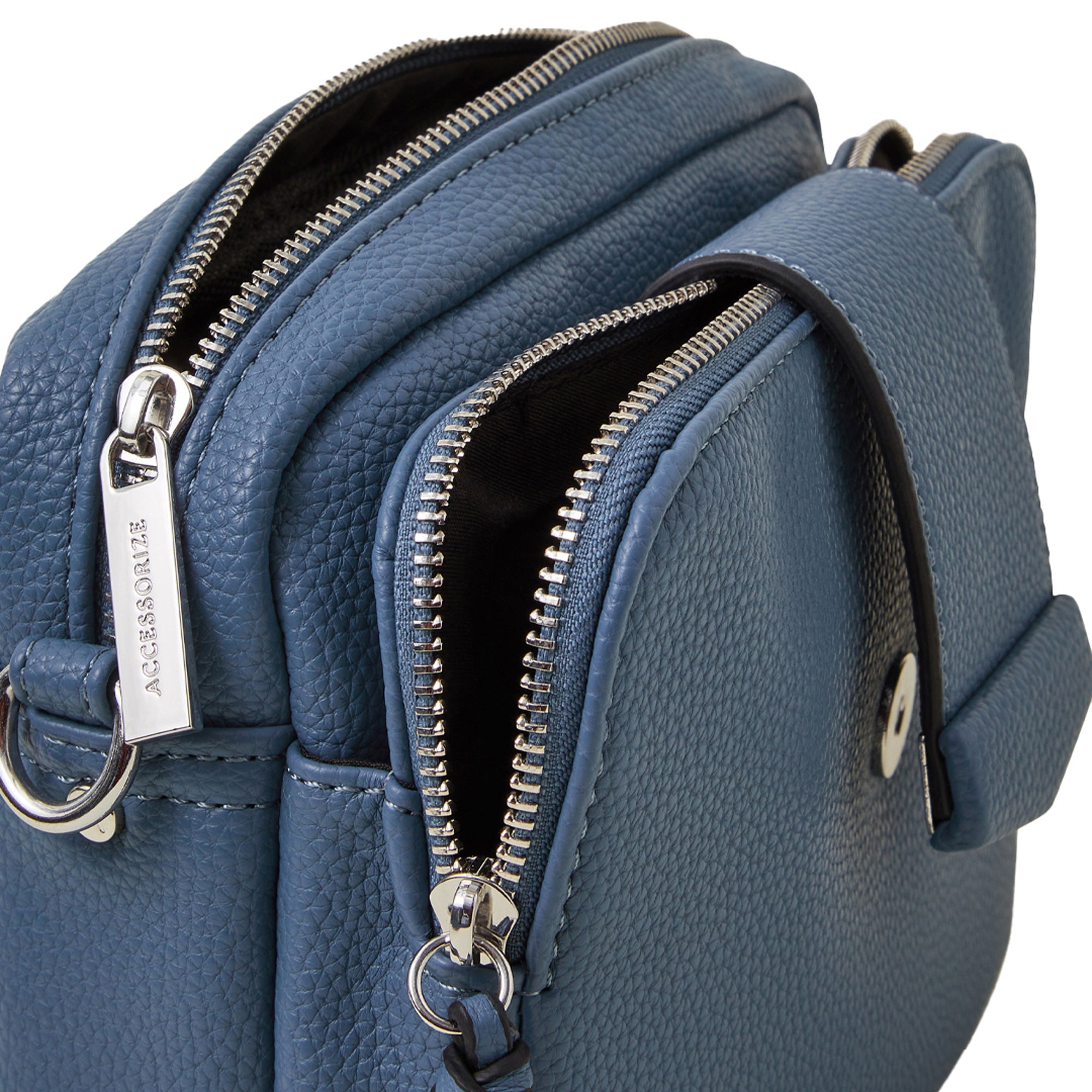 Accessorize London Women's Blue Wide Strap Functional Sling Bag