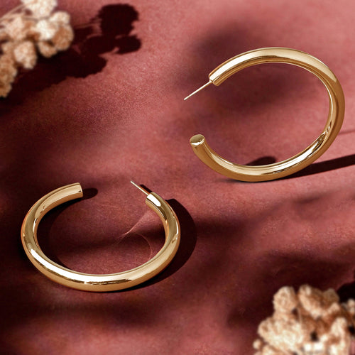 Silver Large Chunky Hoops Earrings