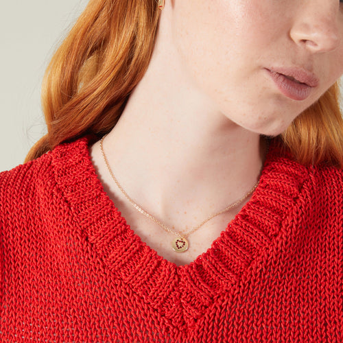 Gold Sparkle Heart Pendant Necklace