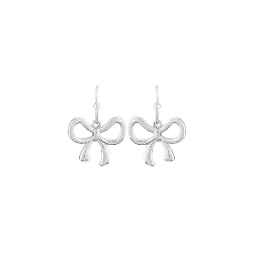 Accessorize London Women Silver Bow Drop Earrings
