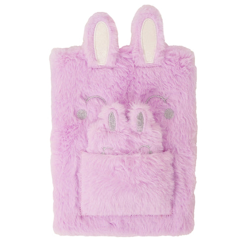 Accessorize London Girl Faux Fur Mummy and Baby Bunny Notebook Set