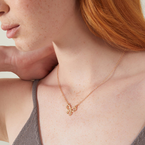 Gold Bow Pendant Necklace