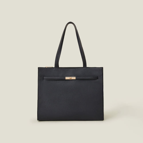 Black Metal twist-lock tote Bag