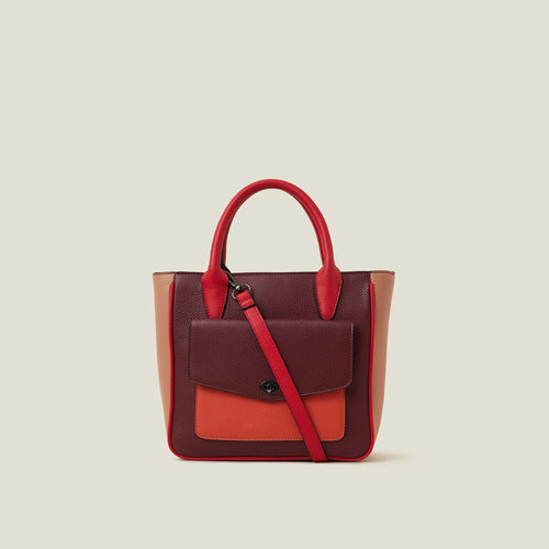 Maroon Colourblock handheld Bag