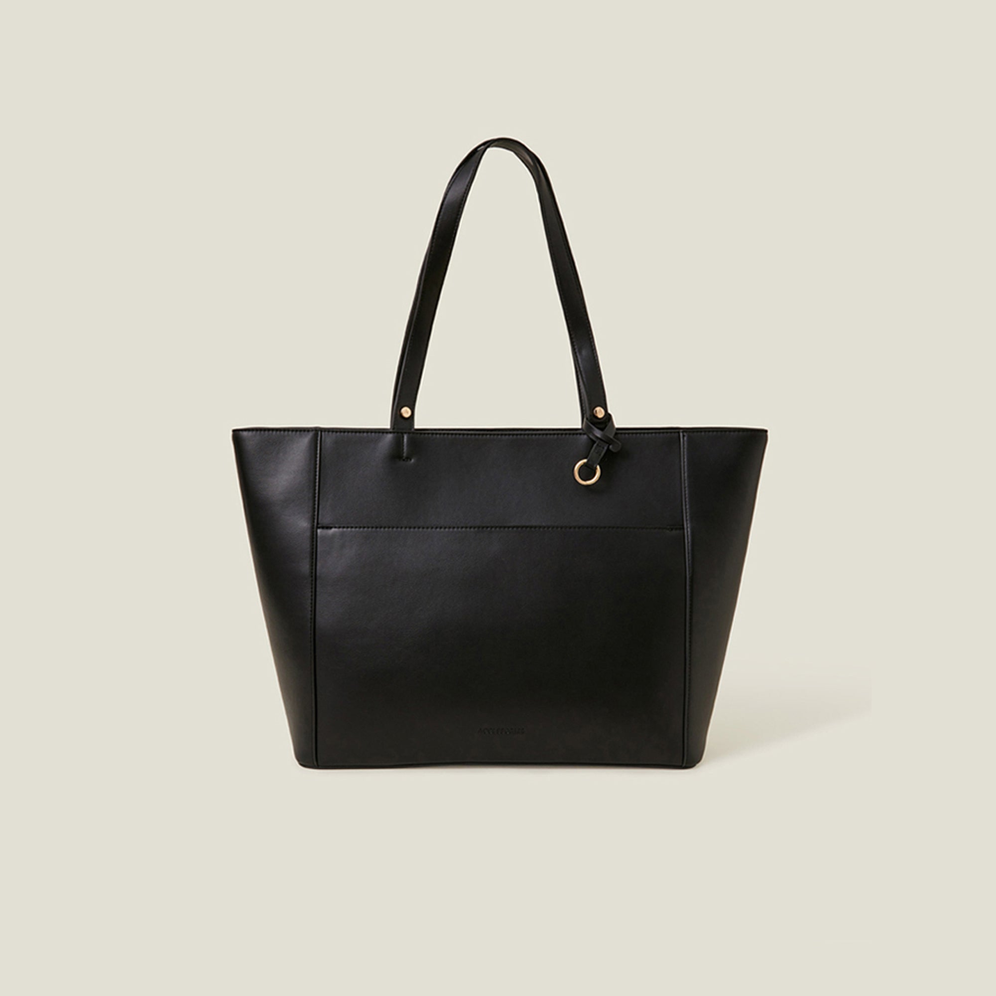 Black Double Zip Faux Leather Tote Bag