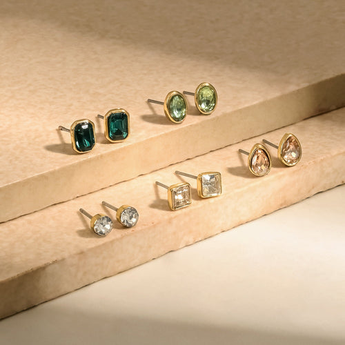 Multi Sparkle Stud Earrings Set Of 5