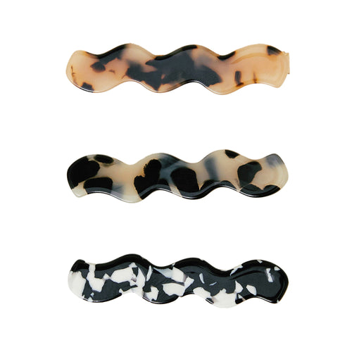 Accessorize London Women Multi Wiggle Resin Hair Clips Set Of 3