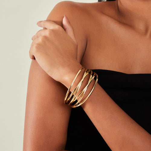 Gold Multi-Band Cuff Bracelet