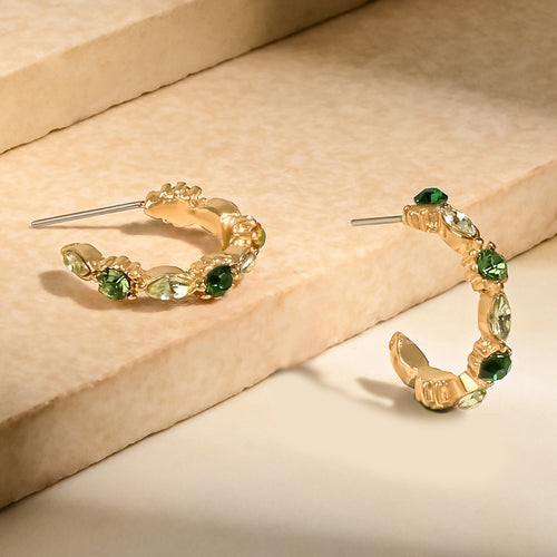 Gold Mini Gemstone Hoop Earrings