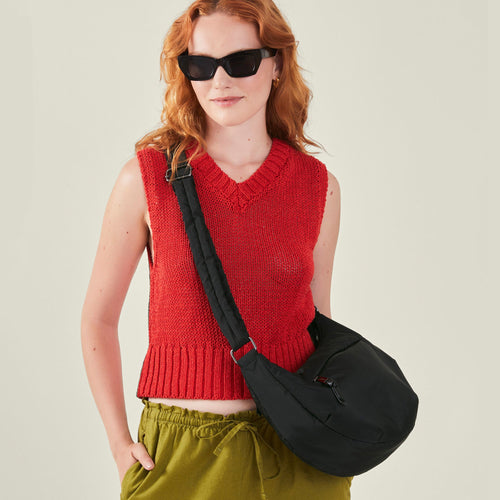 Accessorize London Women's Black Recycled Nylon Sling Bag