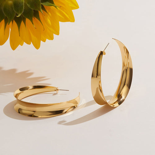 Accessorize London Women Gold Oversized Curve Hoop Earrings