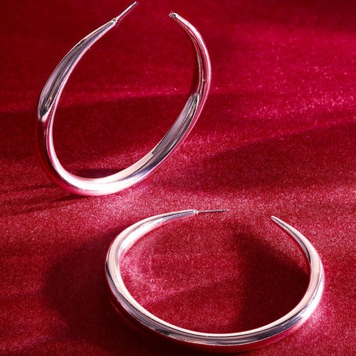 Silver Large Statement Hoop Earrings