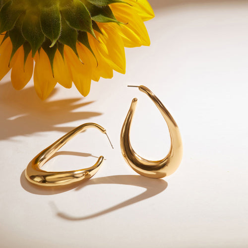 Gold Chunky Hoop Drop Earrings