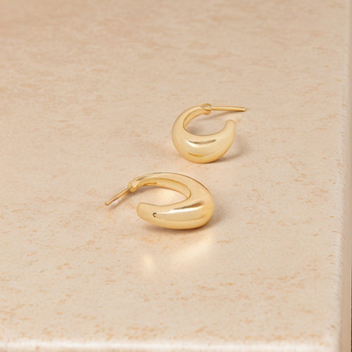 Gold Chunky Curve Drop Hoop