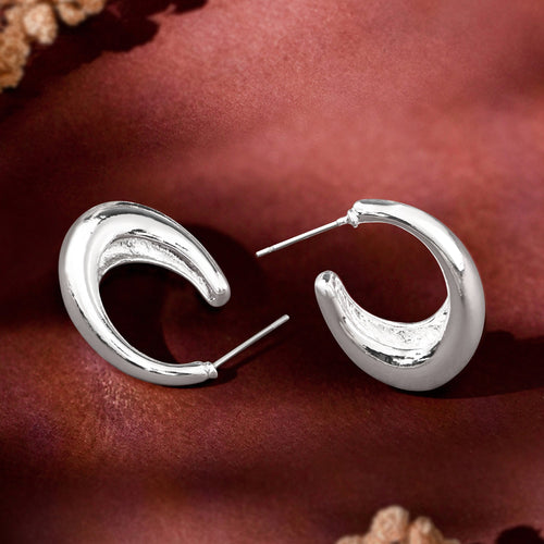 Silver Chunky Curve Drop Hoop