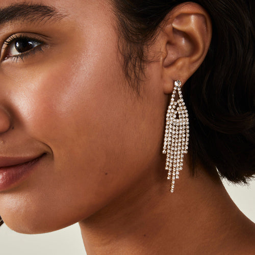 Gold Diamante Tassel Waterfall Earrings