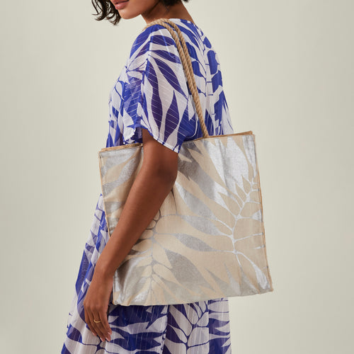 Silver Foil Print Shopper