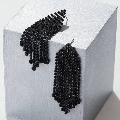 Black Waterfall Gem Earrings