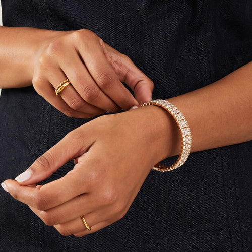 Gold Diamante Stretch Cuff Bracelet