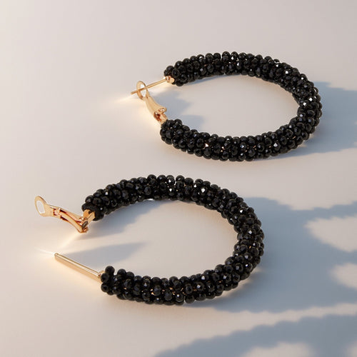 Facet Bead Hoop Earrings