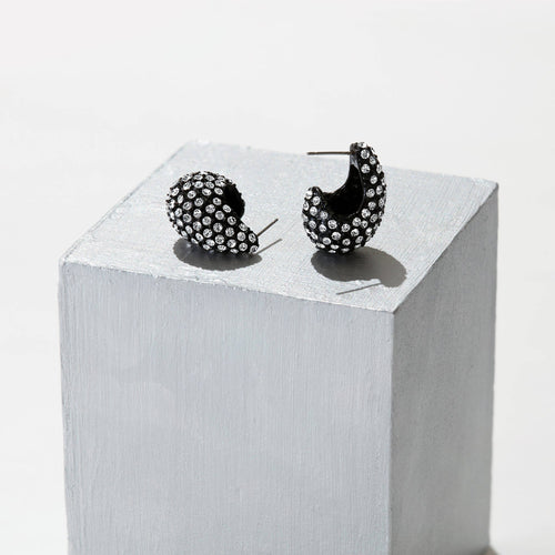 Accessorize London Women Black Diamante Curve Teardrop Earrings