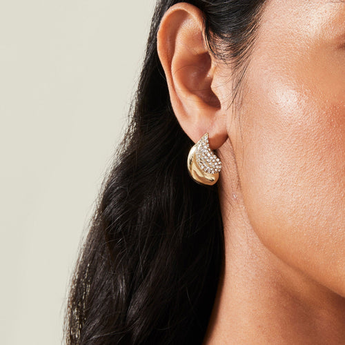Gold Double Curve Teardrop Trend Earrings