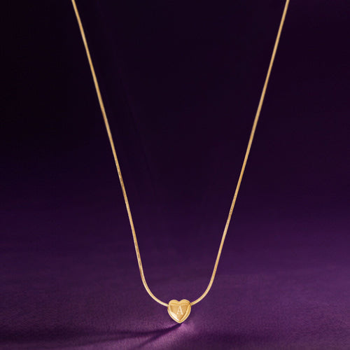 Real Gold Plated Waterproof Initial (A) Heart Necklace Gold