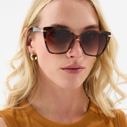 Tort Straight Arm Cat Eye Sunglasses