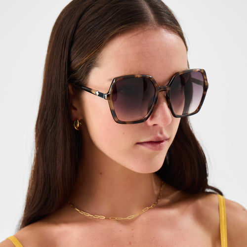 Oversized Tort Square Sunglasses